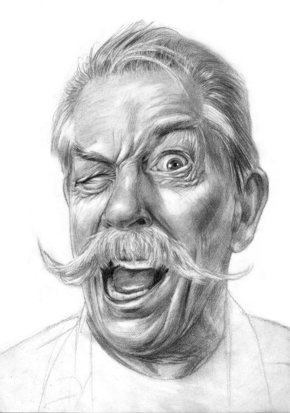 Портрет старика карандашом