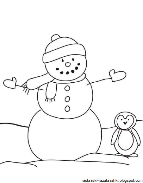 Пошаговое рисование снеговика для детей