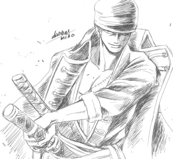 Зоро Ван Пис карандашом