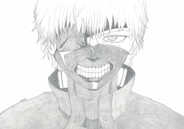 Токийский гуль Канеки Кен карандашом