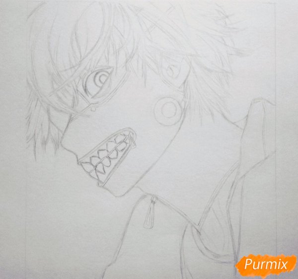 Поэтапное рисование Канеки