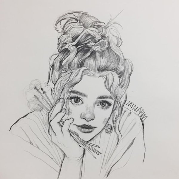 Рисунок девушки карандашом
