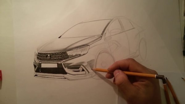 Лада Веста карандашом