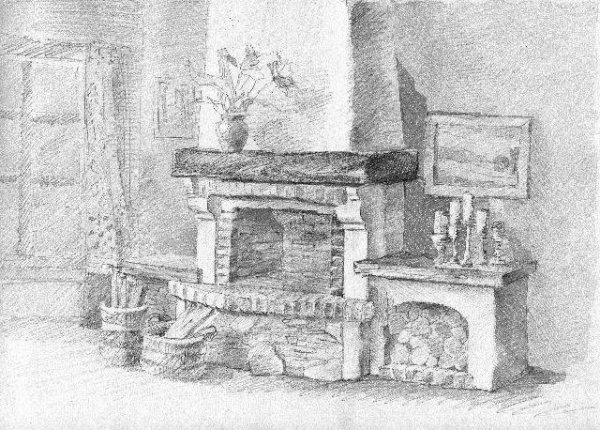 Камин карандашом