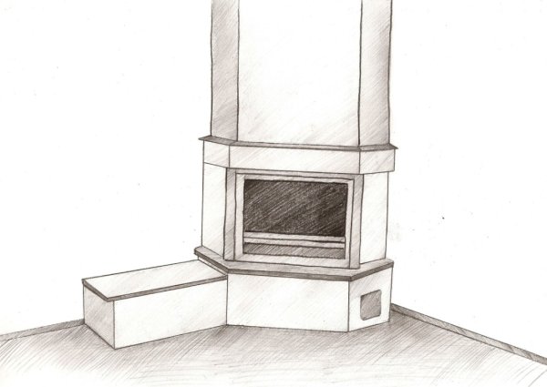 Камин карандашом