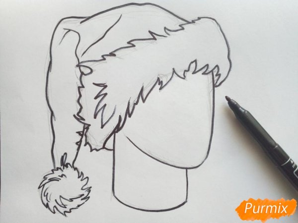 Новогодняя шапка карандашом