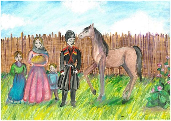 Рисунок ко Дню матери казачки