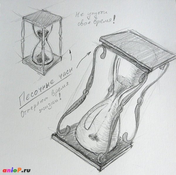 Песочные часы рисунок карандашом