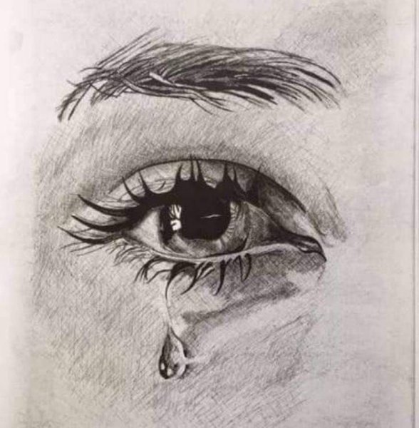 Глаз со слезой карандашом
