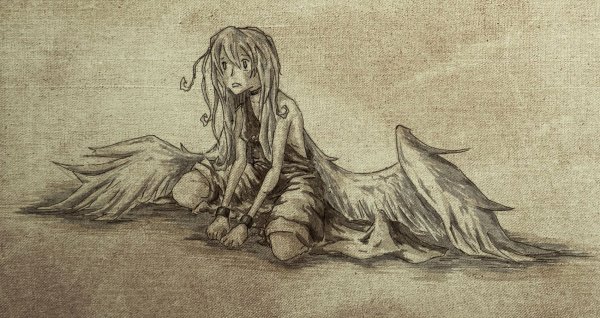 Рисунок падшего ангела карандашом