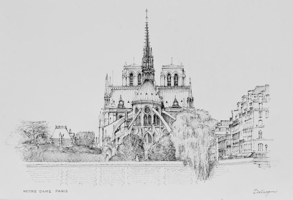 Эйфелева башня в Париже рисунок