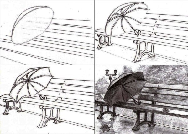 Лавочка в перспективе