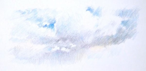 Рисуем небо цветными карандашами