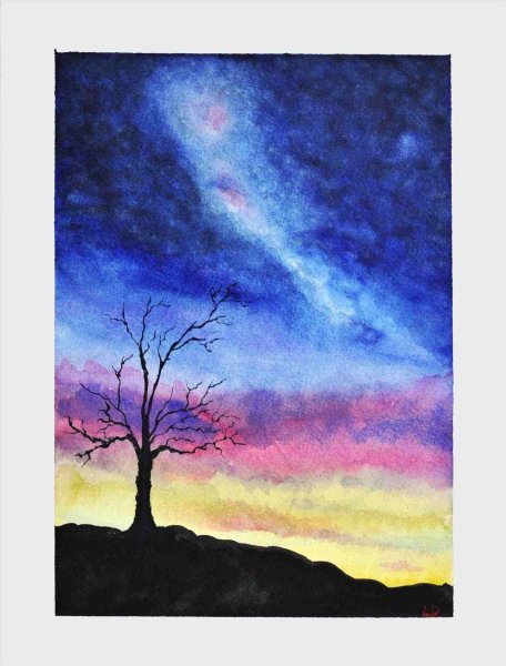 Облака цветными карандашами