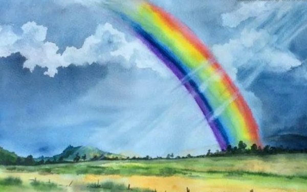 Облака гуашью