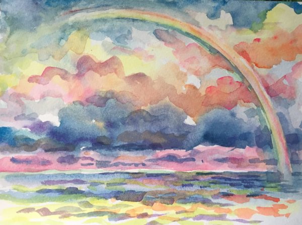 Облака рисунок карандашом цветным