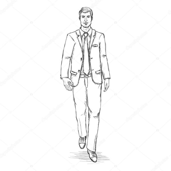 Эскиз мужского костюма карандашом