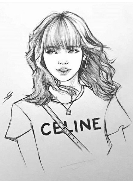 Лиса Блэк Пинк карандашом