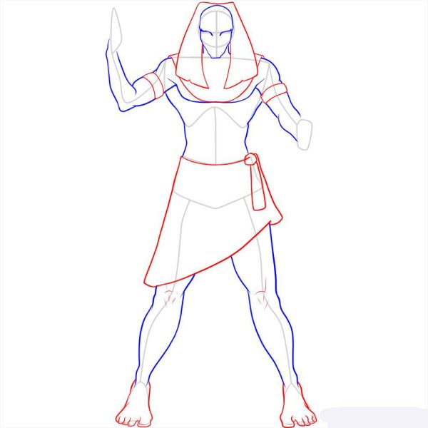 Поэтапный рисунок фараона