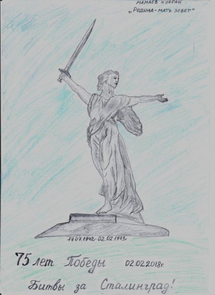 Памятник Родина мать в Волгограде рисунок