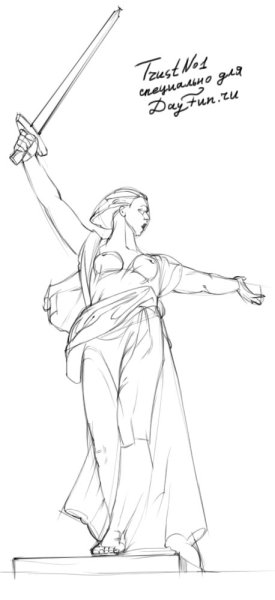 Родина-мать Волгоград рисунок