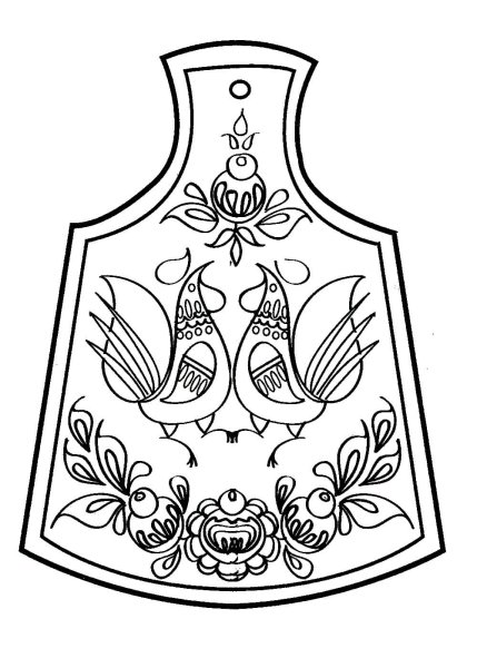 Городецкая роспись доска разделочная раскраска