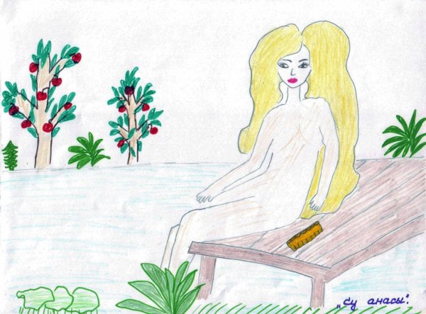 Рисунок Су анасы Габдулла Тукай карандашом легкий