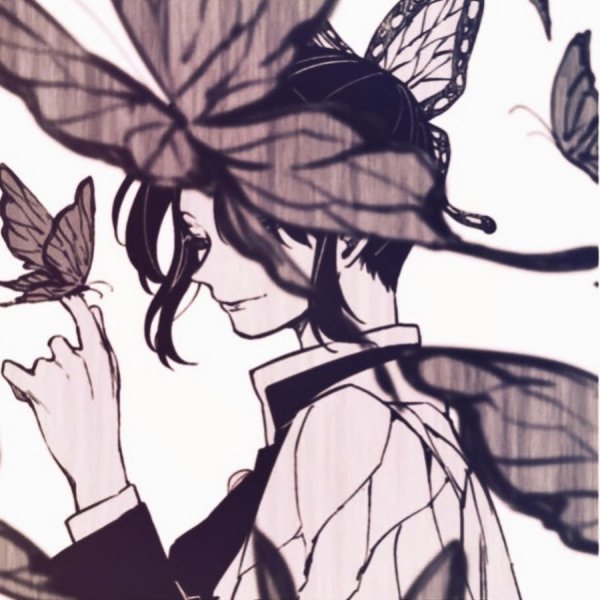 Шинобу Кочо черно белый арт