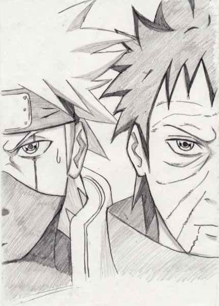 Какаси и Обито нарисовать