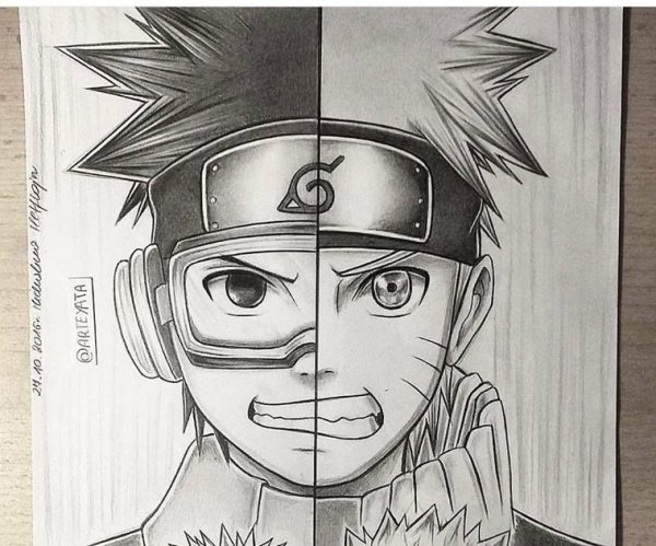 Обито в детстве карандашом