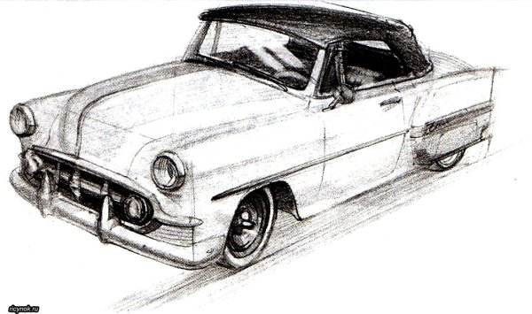 Набросок машины карандашом