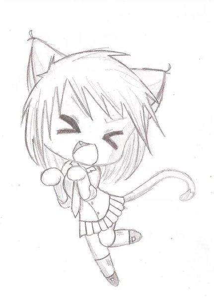Аниме Чиби карандашом