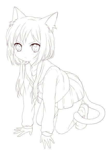 Раскраска аниме девочки с ушками