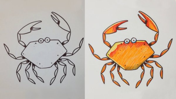 Рисунок краба для срисовки