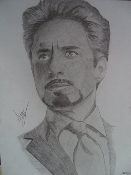 Роберт Дауни младший рисунок карандашом