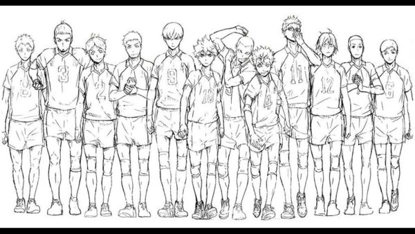 Раскраска волейбол аниме Карасуно
