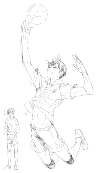 Кагеяма волейбол карандашом