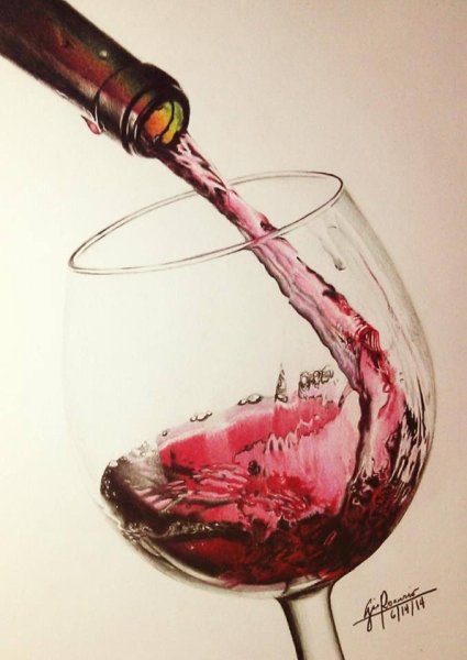 Рука с бокалом рисунок