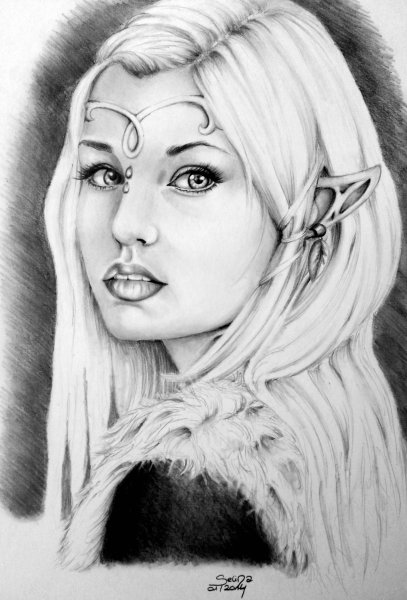 Эльфийка карандашом