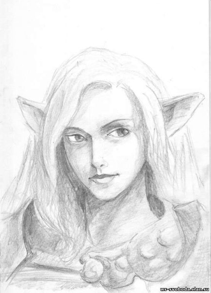 Рисунок Эльф карандашрм