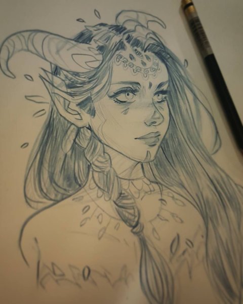 Эскиз эльфа для скетчбука