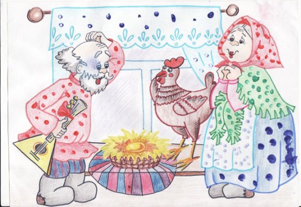 Раскраска сказки Курочка Ряба для детей 2-3 лет