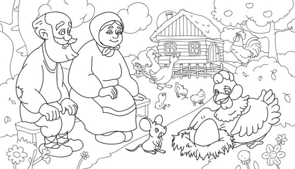 Курица наседка раскраска