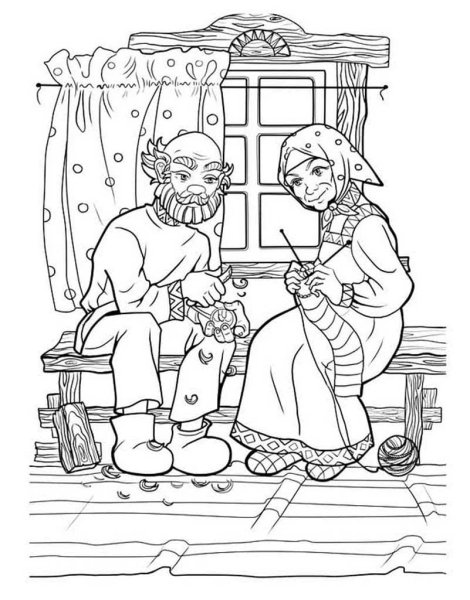 Сказка Курочка Ряба раскраска