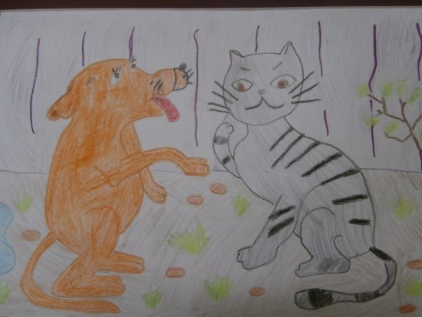 Кошкин щенок рисунки детей