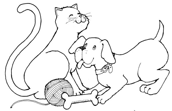 Кошки и собаки. Раскраска