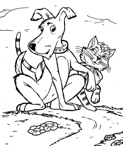 Раскраска домашние питомцы: собаки, кошки и мыши