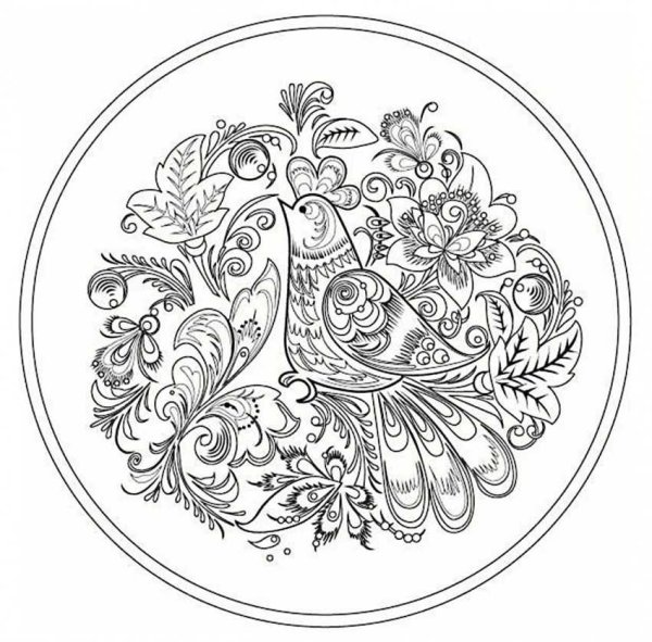 Хохлома птица раскраска