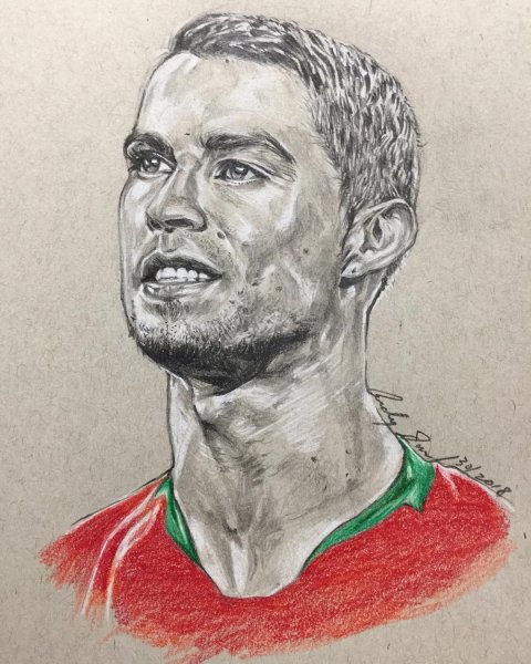 Портрет Криштиану Роналду карандашом