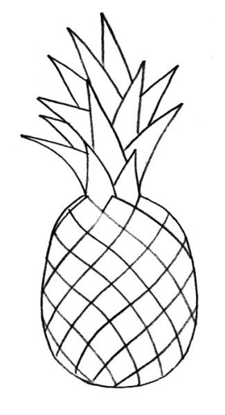 Раскраски фрукты ананас